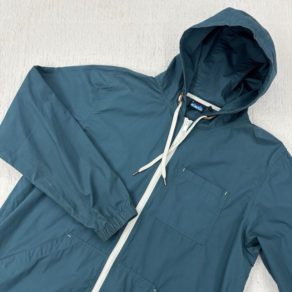 Kavu Jacket Mens Size Large Green Hooded Lightweight Windbreaker